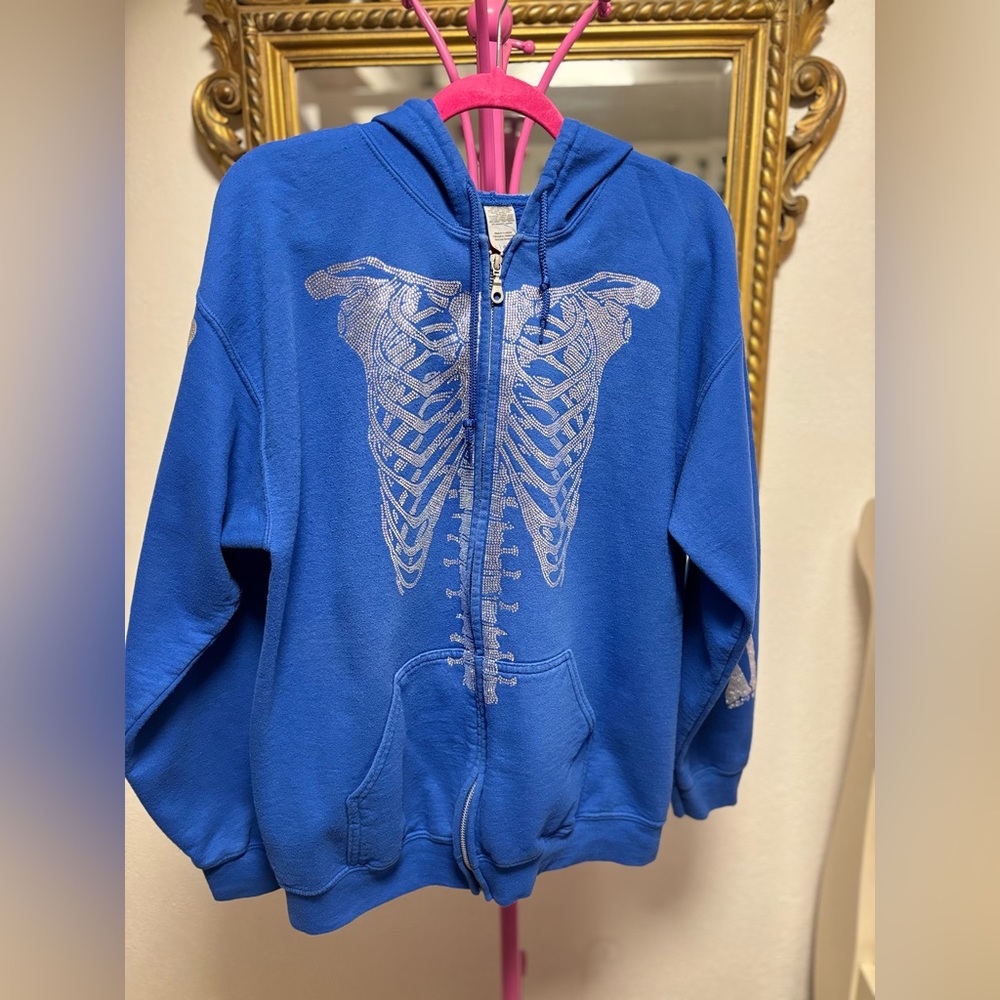 Blue Skeleton Design Hoodie